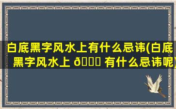 白底黑字风水上有什么忌讳(白底黑字风水上 🕊 有什么忌讳呢)
